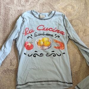 Urban Outfitters Blue Long Sleeve Tee with Italian Design